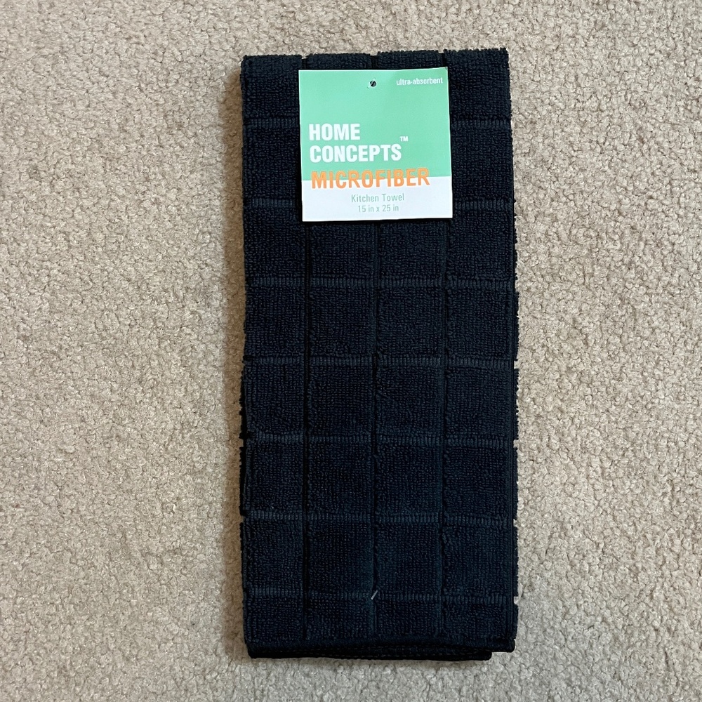 Home Concepts Microfiber Kitchen Towel – Black Check Pattern